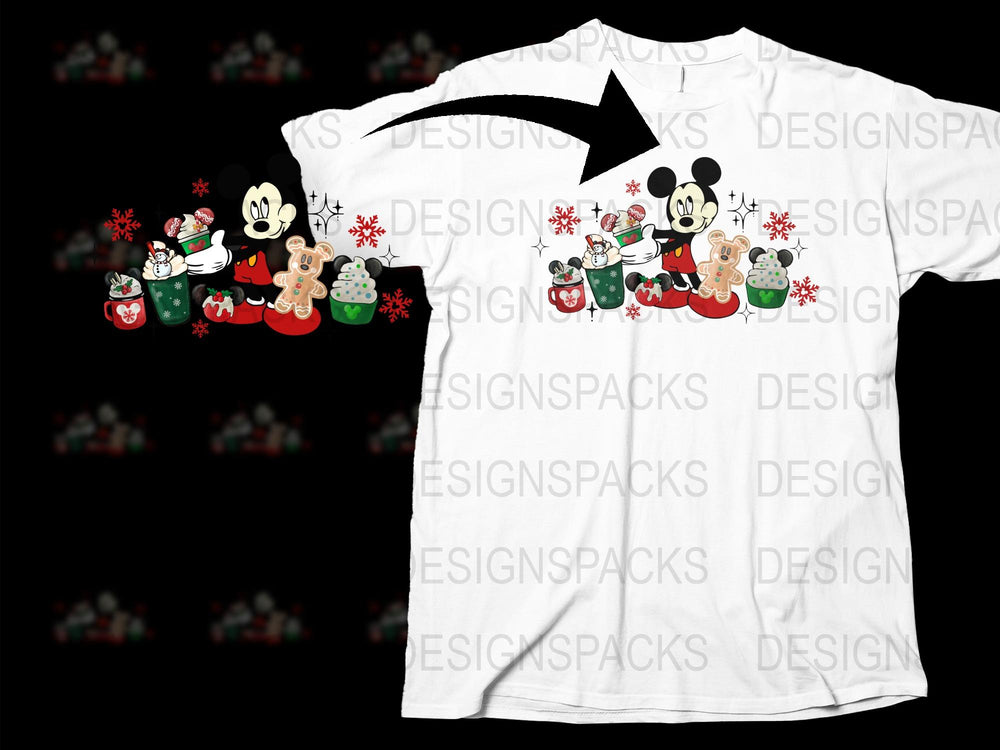 Disney Christmas T-Shirt, Mickey Minnie Holiday Design, Family Matching Shirts, Festive Winter Apparel Gift