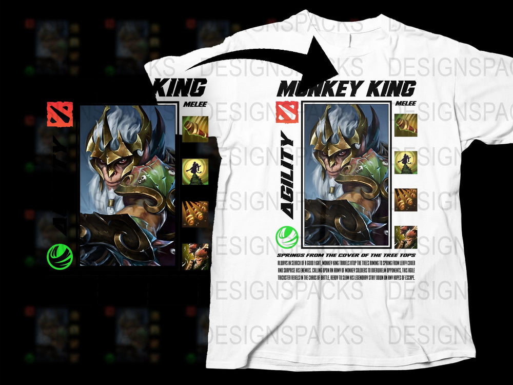 Monkey King Graphic T-Shirt, Anime Gaming Inspired Design, White Unisex Tee, Gamer Apparel
