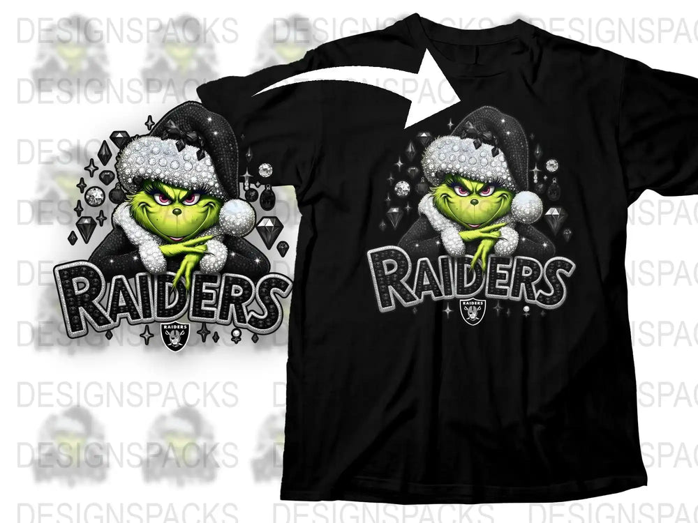 Raiders Grinch T-Shirt, Funny Holiday Sports Fan Gift, Christmas Football Tee