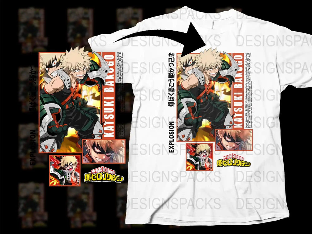 Bakugo T-Shirt My Hero Academia Anime Graphic Tee Unisex Manga Shirt Cotton Casual Cosplay Apparel
