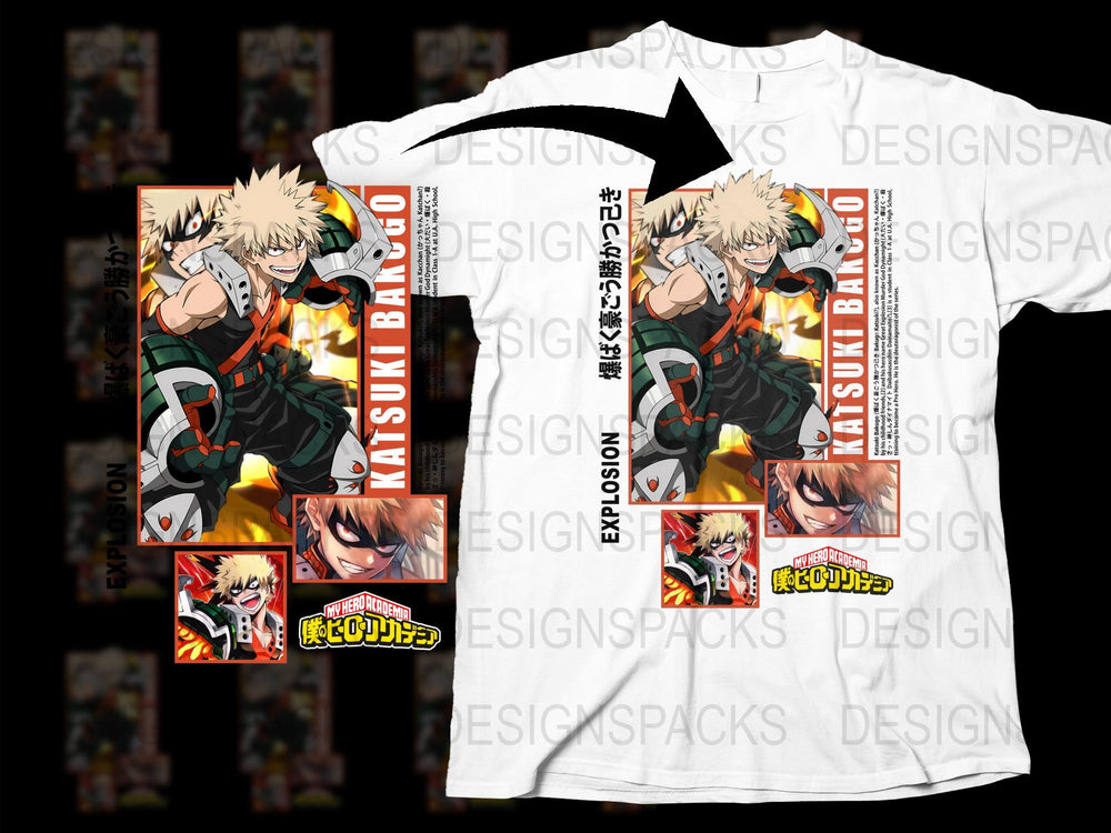 Bakugo T-Shirt My Hero Academia Anime Graphic Tee Unisex Manga Shirt Cotton Casual Cosplay Apparel