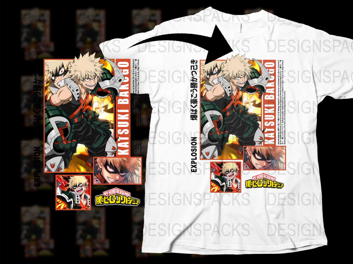 Bakugo T-Shirt My Hero Academia Anime Graphic Tee Unisex Manga Shirt Cotton Casual Cosplay Apparel