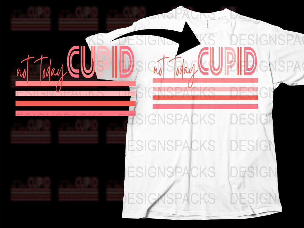 Not Today Cupid T-Shirt, Valentine's Day Graphic Tee, Pink White Casual Top