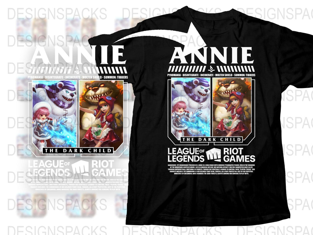 League of Legends Annie T-Shirt, Dark Child Graphic Tee, Gaming Fan Merchandise, Unisex Black Shirt