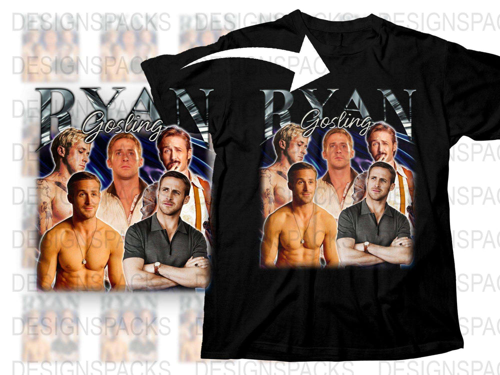 Ryan Gosling Photo Collage T-Shirt, Unique Celebrity Graphic Tee, Fan Gift Idea, Pop Culture Apparel, Custom Actor Shirt