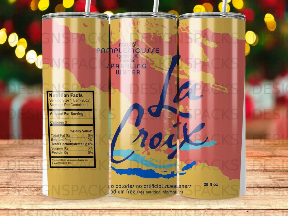 La Croix Pamplemousse (grapefruit) sparkling water can, nutrition facts visible.
