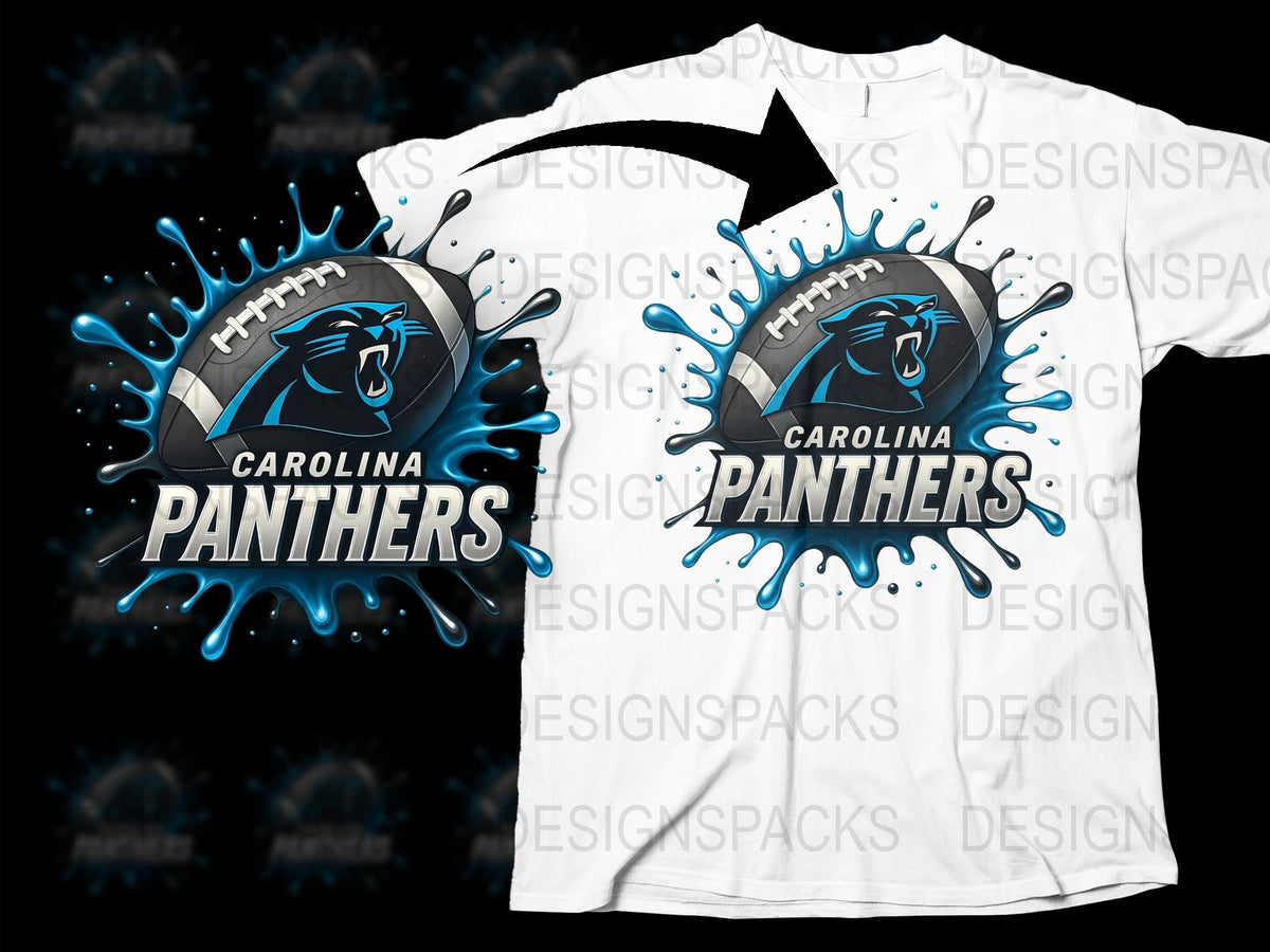 Carolina Panthers T-Shirt, NFL Team Graphic Tee, Blue Splash Design, Football Fan Apparel