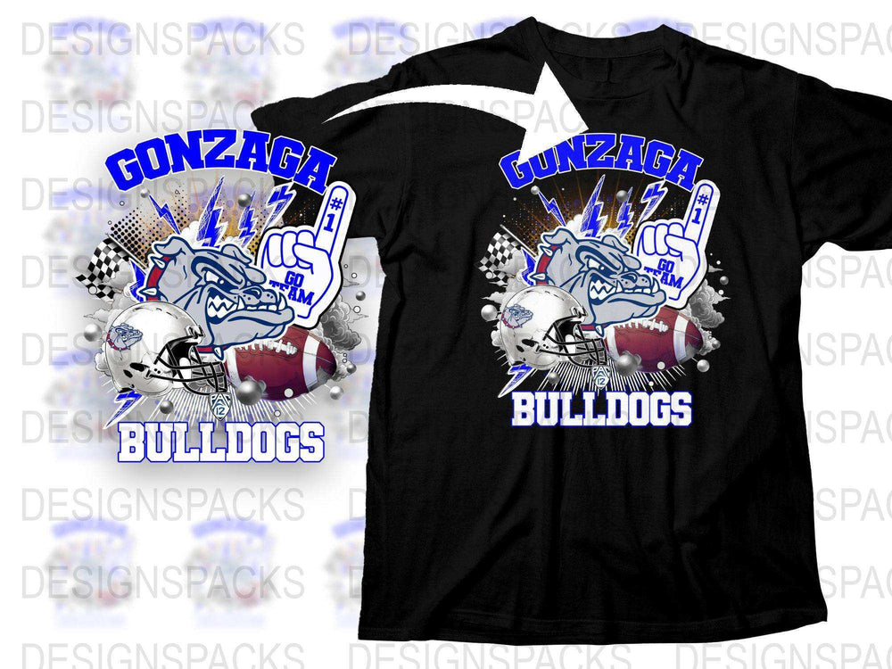 Gonzaga Bulldogs Football T-Shirt, College Sports Fan Gear, Graphic Tee, Men's and Women's Sizes Available