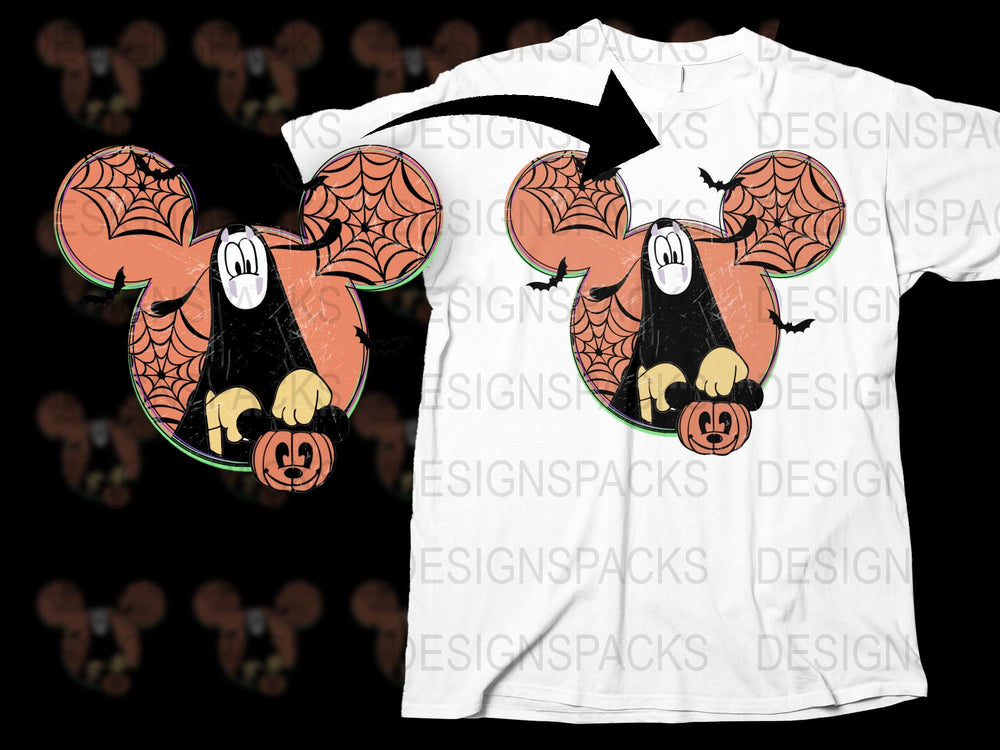 Halloween Bat Pumpkin T-Shirt, Fun Cartoon Spooky Tee, Kids and Adults Sizes Available, White Shirt with Bat Design