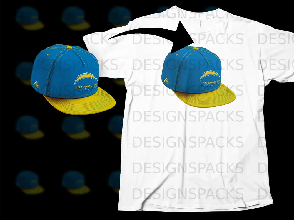 Los Angeles Chargers Blue and Yellow Cap T-Shirt