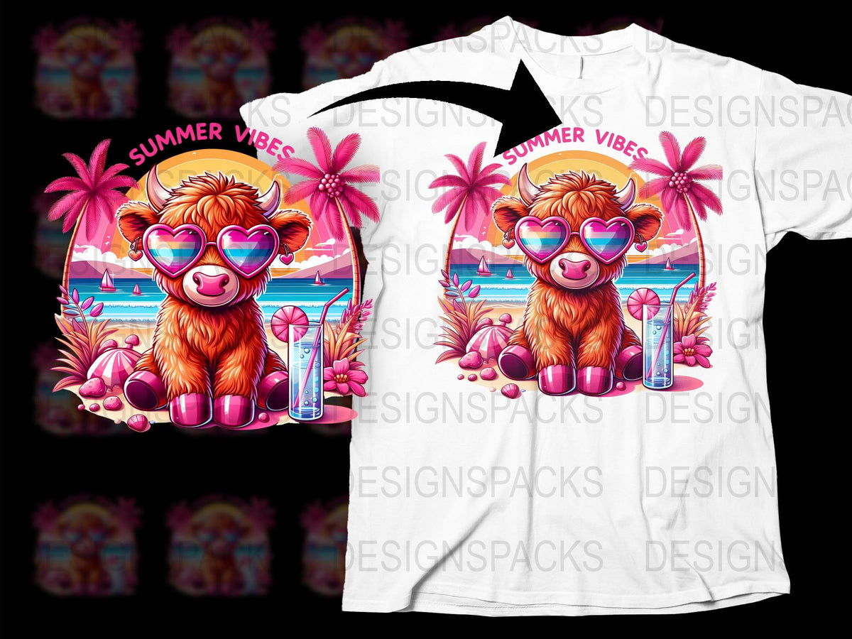Summer Vibes T-Shirt with Colorful Lion Graphic, Tropical Beach Design, Unisex Fashion Tee