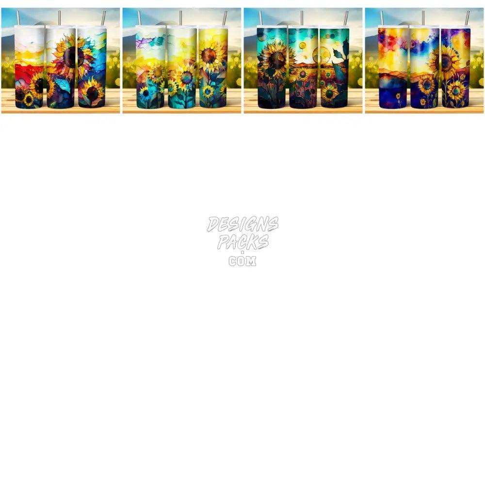 19 Colorful Sunflower Painting Tumbler Wrap Bundle Jpg