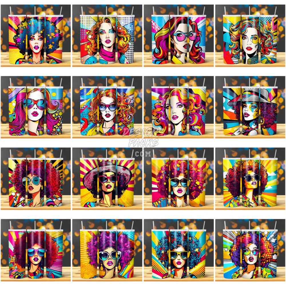 19 Girls Pop Art Ladies Tumbler Wrap Bundle Jpg