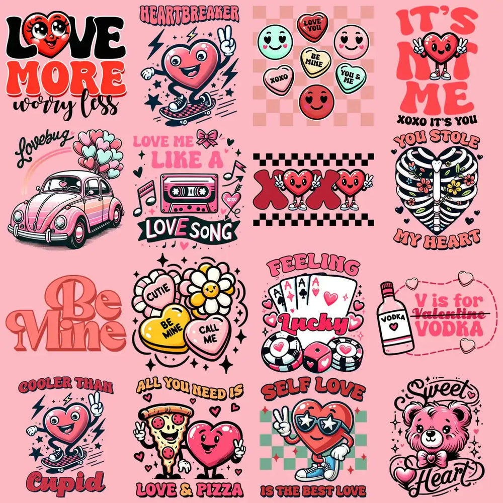 19 Retro Valentine Designs Bundle Png
