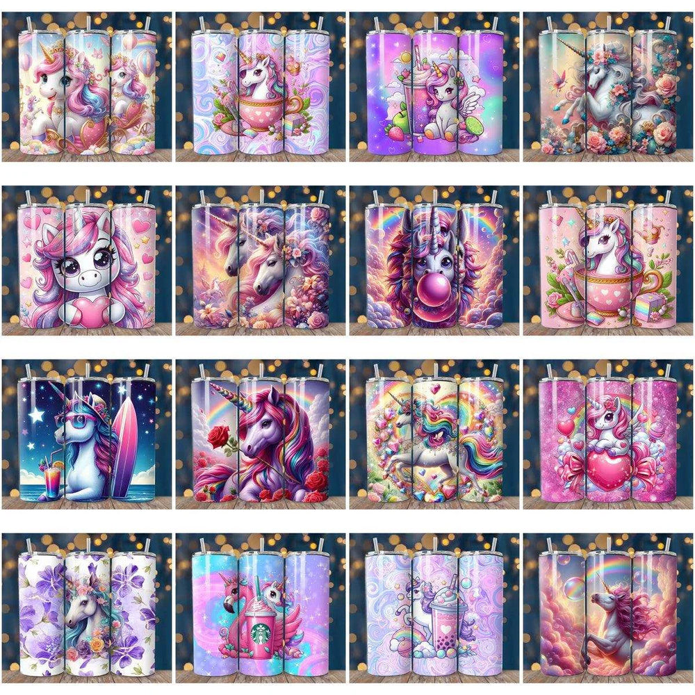 19 Unicorn Tumbler Wrap Designs Bundle JPG