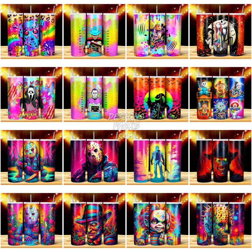 19 Vibrant Slashers Halloween Tumbler Wrap Bundle Jpg