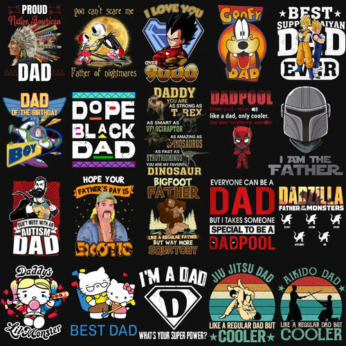 190 Dad Father's Day Mixed Designs Bundle PNG