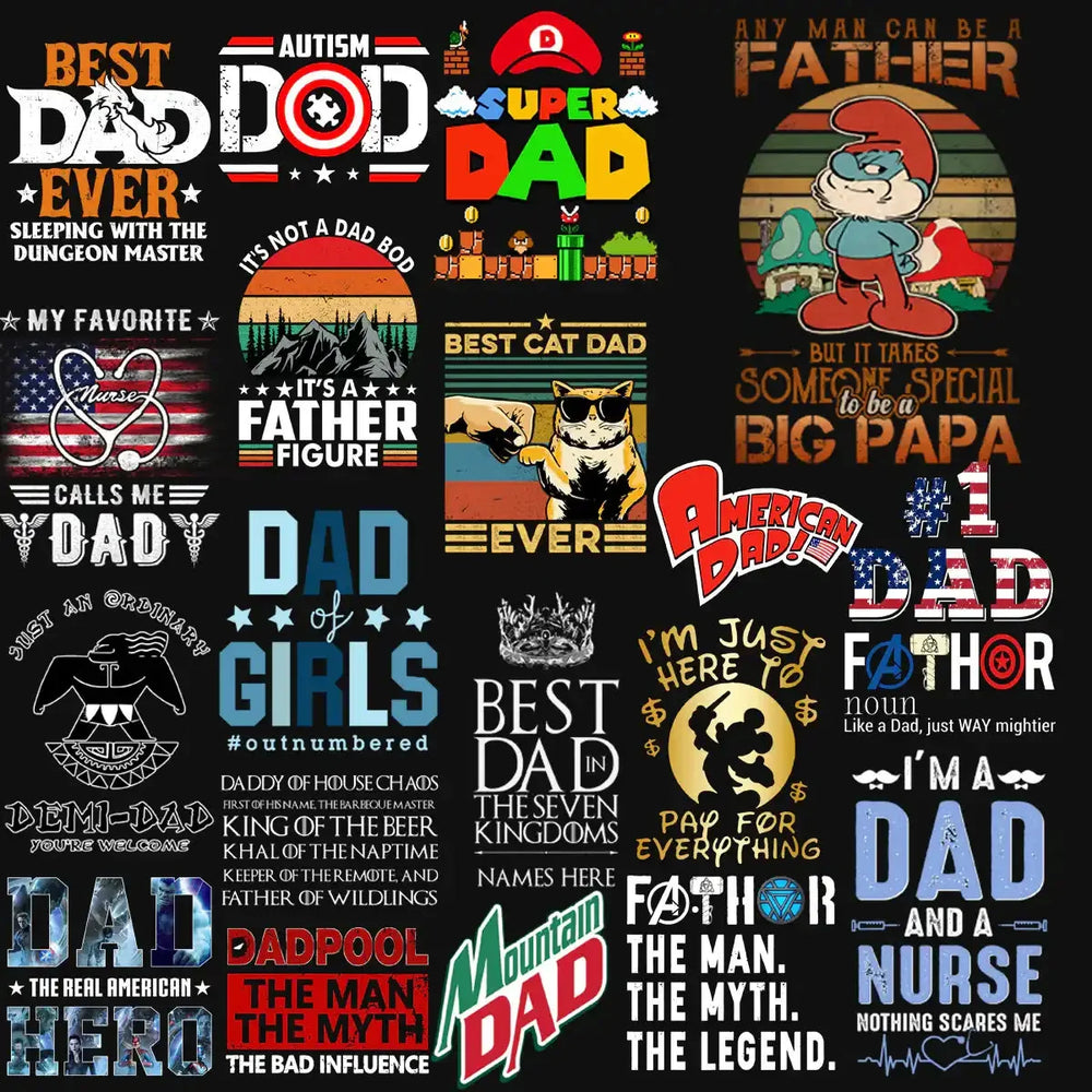 190 Dad Father's Day Mixed Designs Bundle PNG