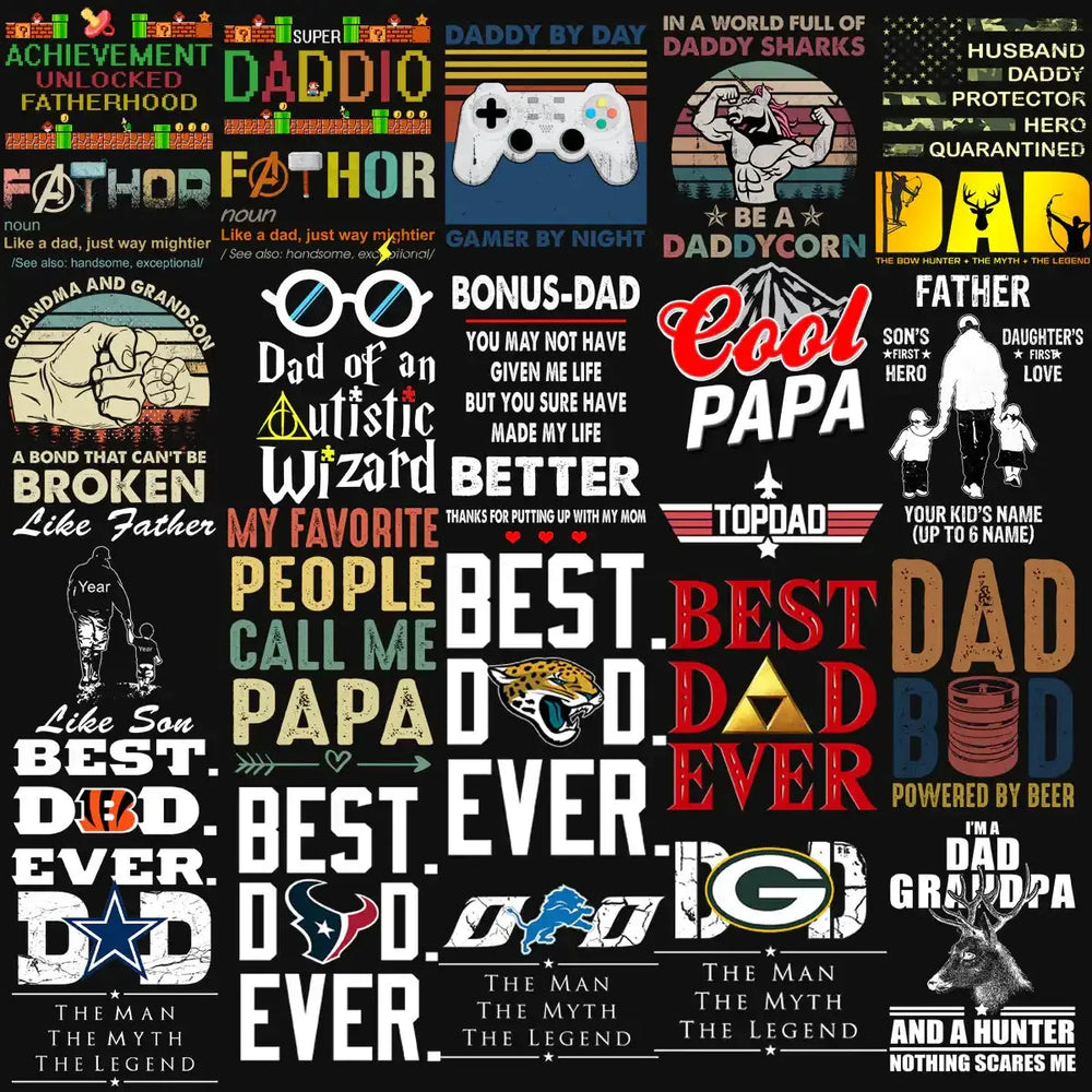 190 Dad Father's Day Mixed Designs Bundle PNG