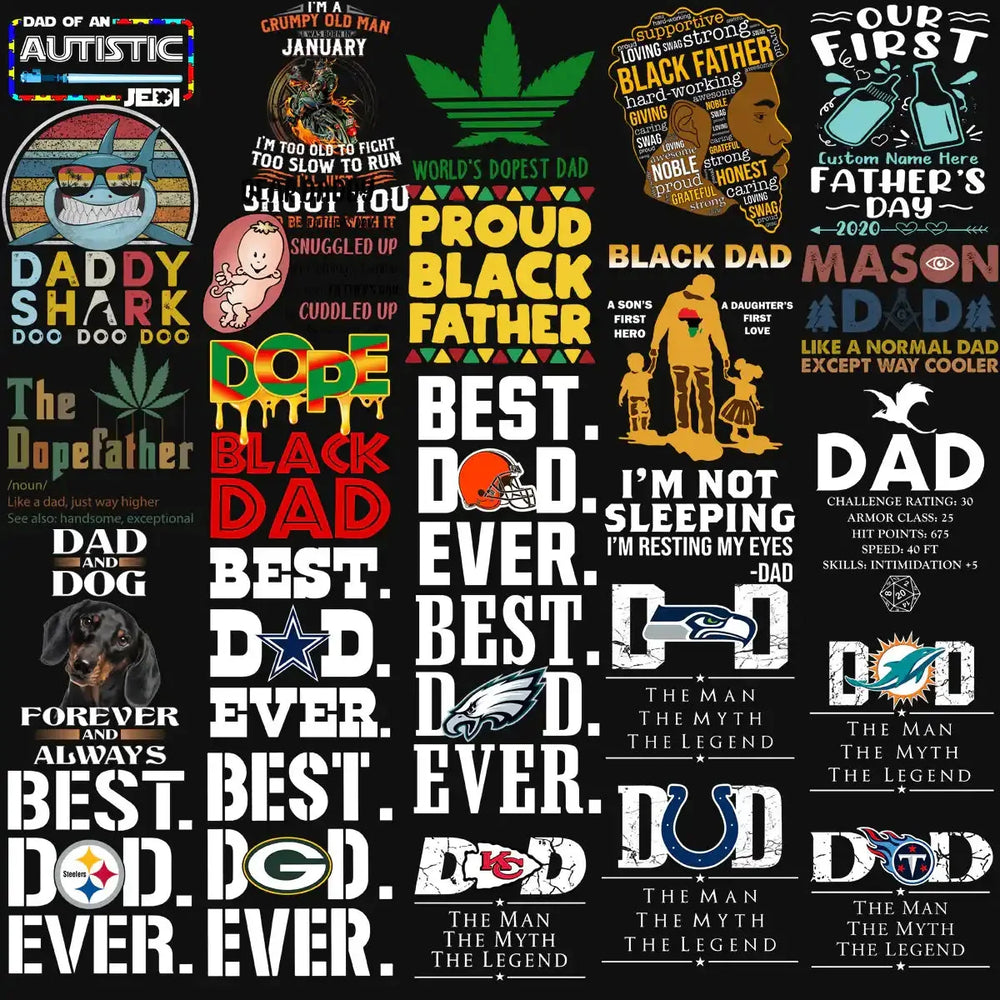 190 Dad Father's Day Mixed Designs Bundle PNG