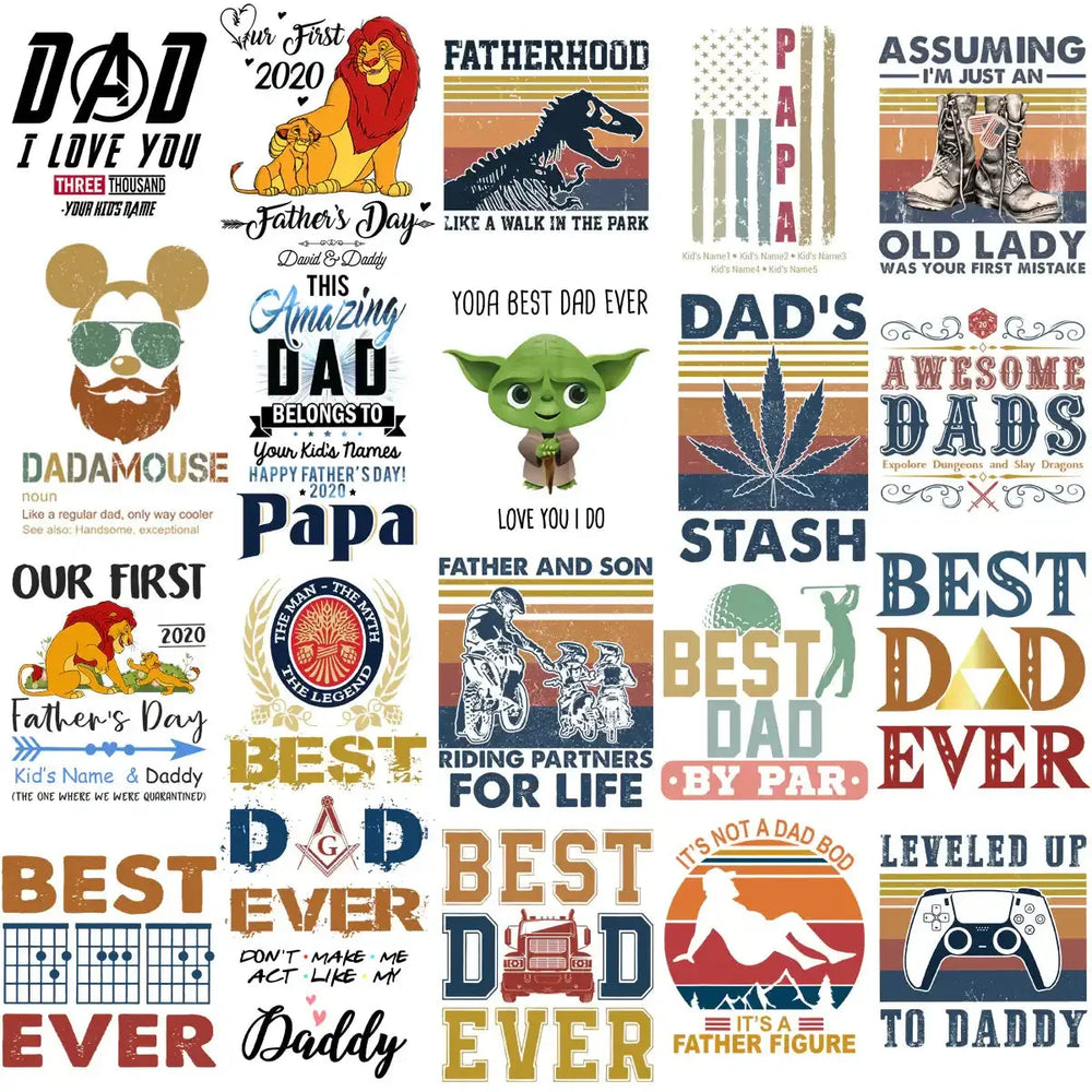 190 Dad Father's Day Mixed Designs Bundle PNG