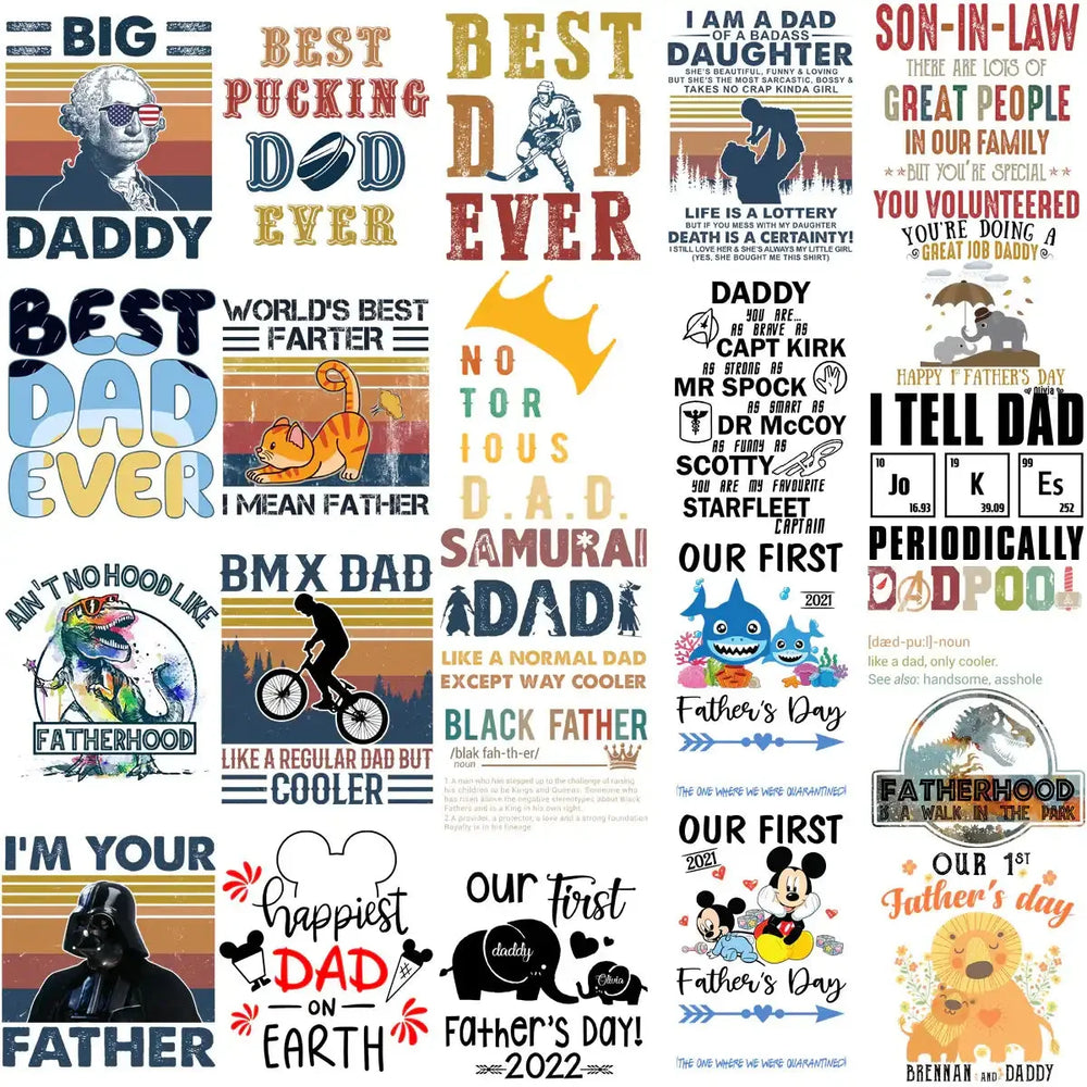 190 Dad Father's Day Mixed Designs Bundle PNG