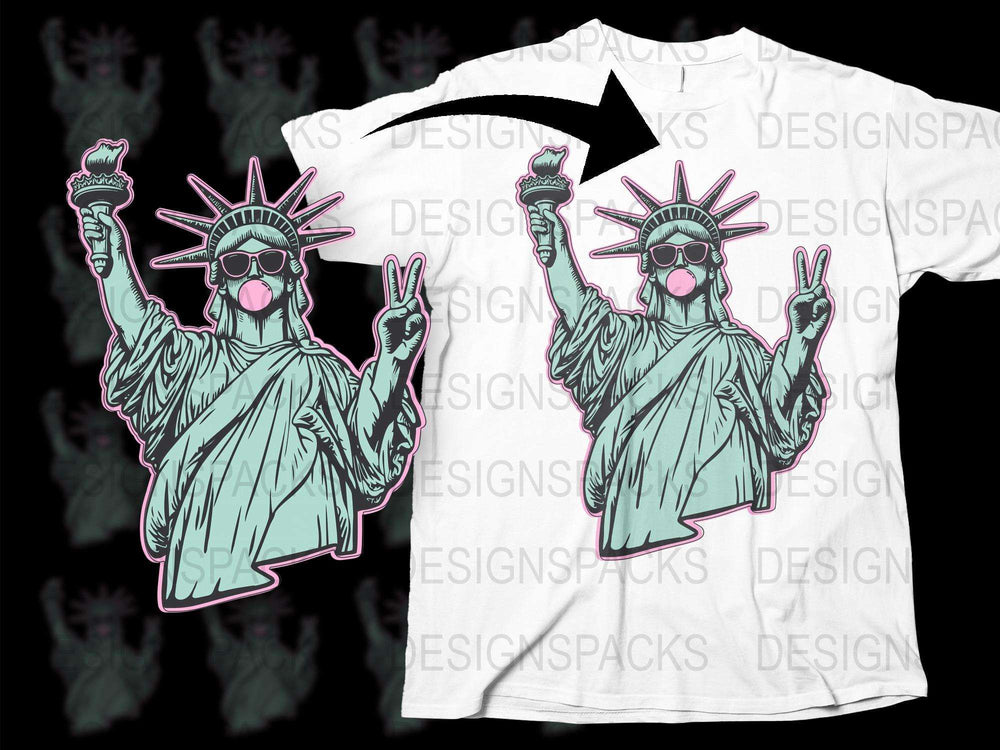 Unique Pop Art Liberty Graphic T-Shirt, Cool Streetwear Tee, Unisex Fashion Top, Summer Festival Clothing