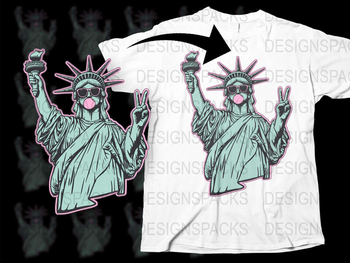 Unique Pop Art Liberty Graphic T-Shirt, Cool Streetwear Tee, Unisex Fashion Top, Summer Festival Clothing