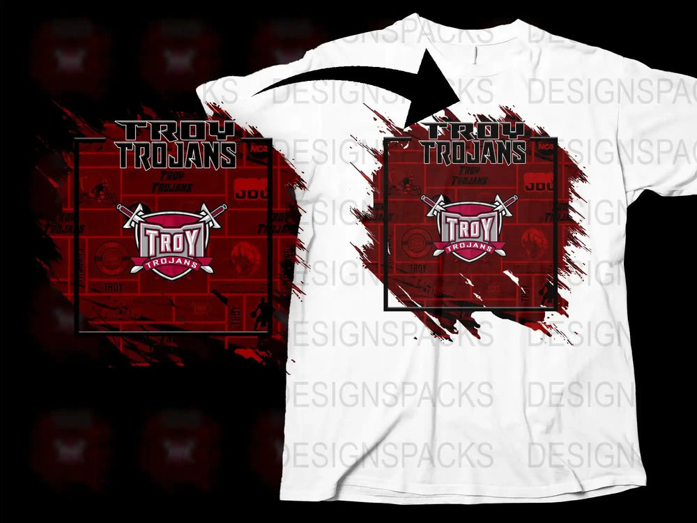 Unisex Troy Trojans T-Shirt, Red Grunge Graphic Tee, Custom Team Spirit Wear, Casual Sporty Shirt for Men and Women