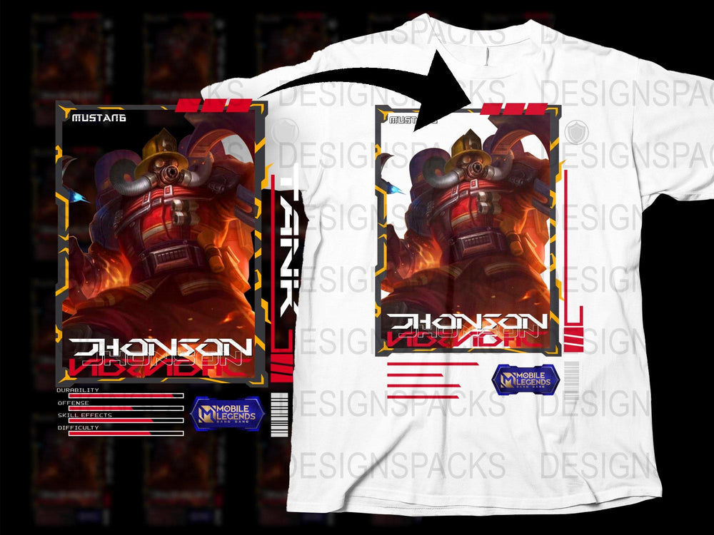 Mobile Legends Johnson Mustang T-Shirt, Gaming Graphic Tee, Unisex White Shirt, Cool Gamer Apparel, Collector Item