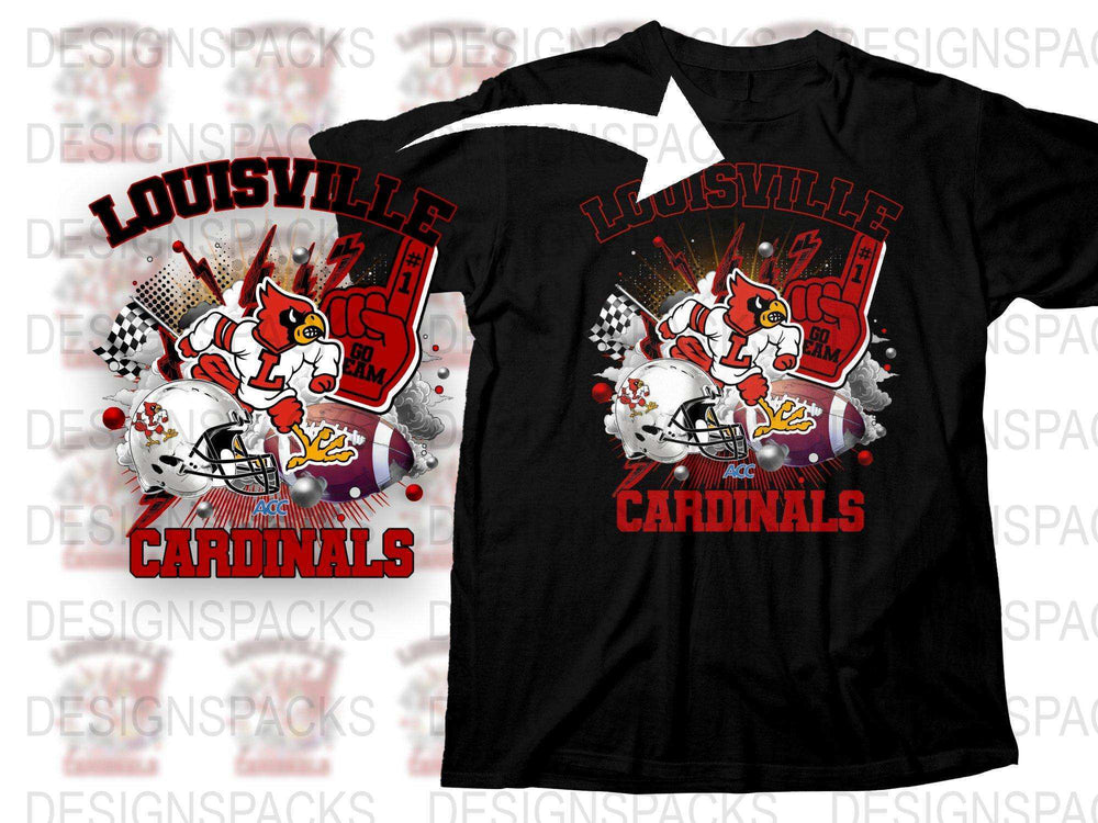 Louisville Cardinals Graphic T-Shirt, College Sports Team Tee, Fan Apparel Black Shirt