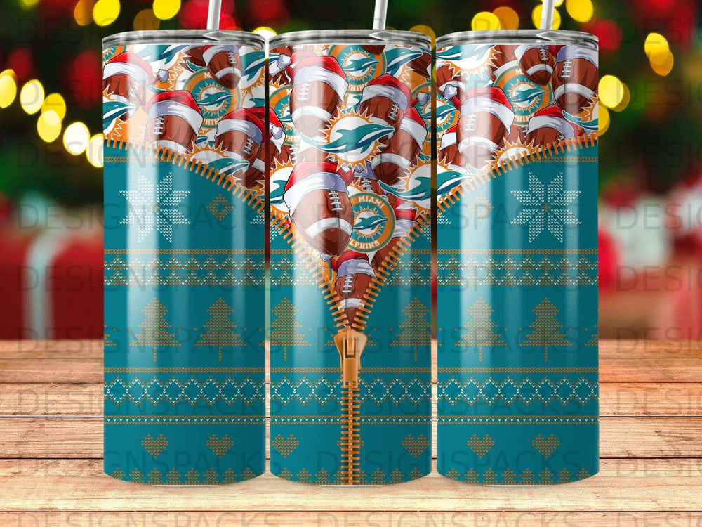 Miami Dolphins football and snowflake pattern with a zipper design.