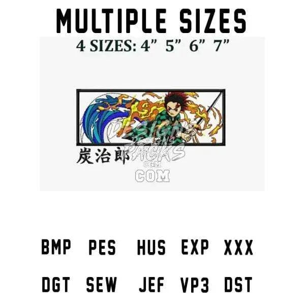 Boxed Tanjiro Anime Embroidery Design