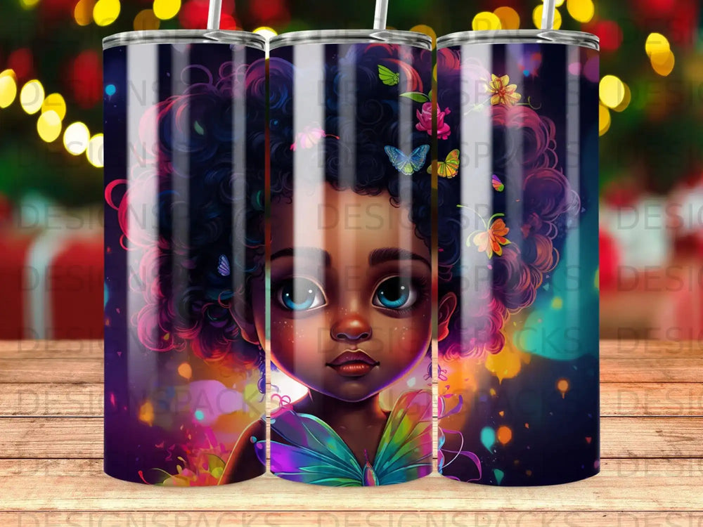 Tumbling doll with butterfly wings and colorful flowers.