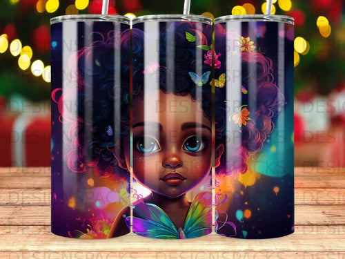Tumbling doll with butterfly wings and colorful flowers.
