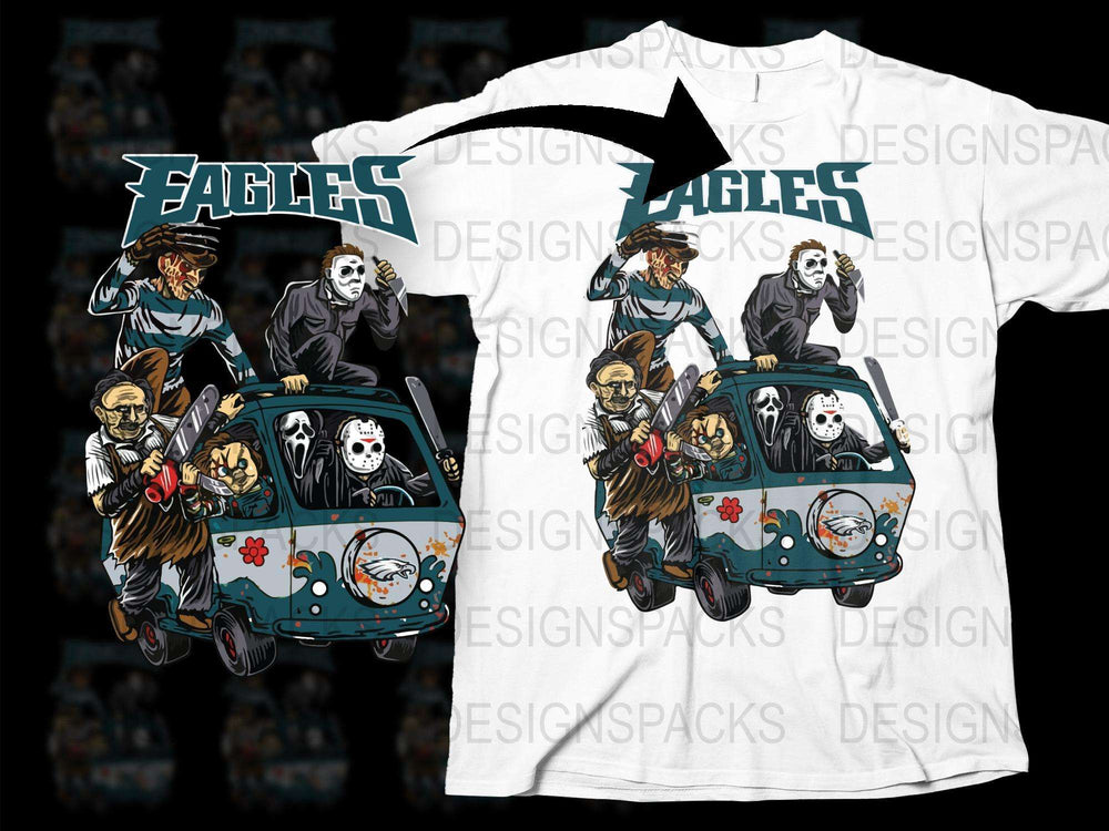 Eagles Band Graphic T-Shirt, Skeleton Musicians Car Design, Unique Rock Band Tee, Music Fan Apparel