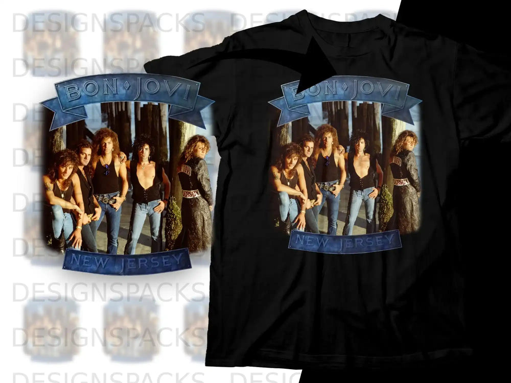 Bon Jovi "New Jersey" band photo t-shirt graphic.