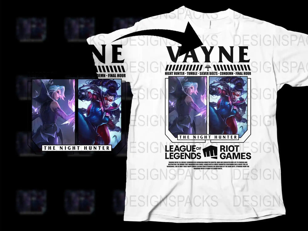 League of Legends Night Hunter Vayne Graphic T-Shirt, Unisex Gaming Merchandise