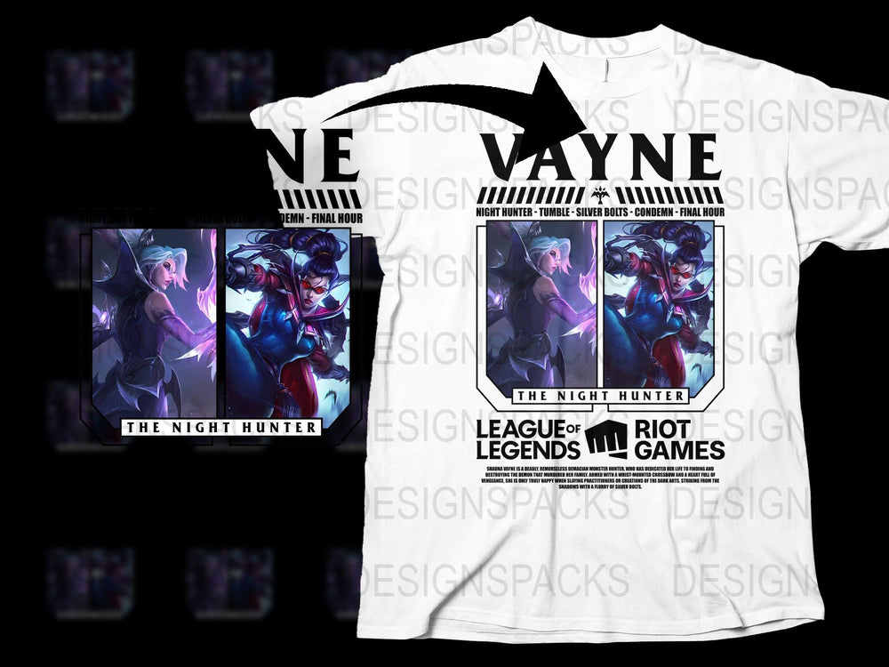 League of Legends Night Hunter Vayne Graphic T-Shirt, Unisex Gaming Merchandise