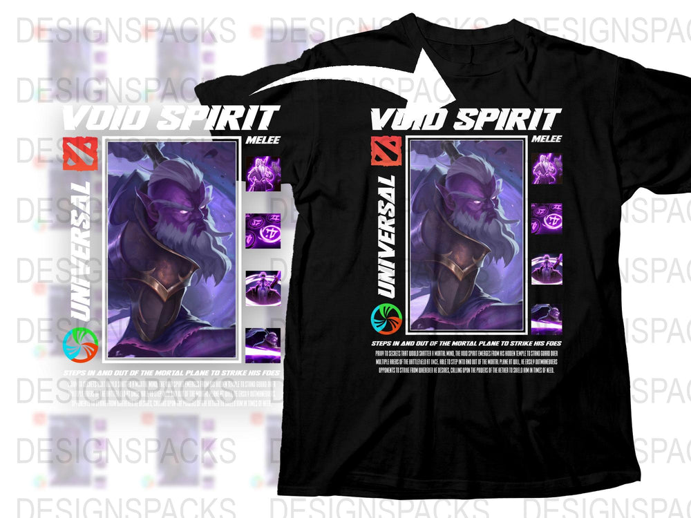 Void Spirit Dota 2 Character Inspired Graphic T-Shirt, Black Gaming Tee, Unique Melee Hero Design, Unisex Sizes