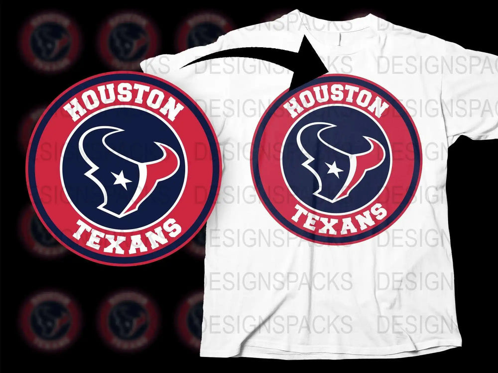 Houston Texans Logo T-Shirt, NFL Team Graphic Tee, Red and Blue Sports Apparel