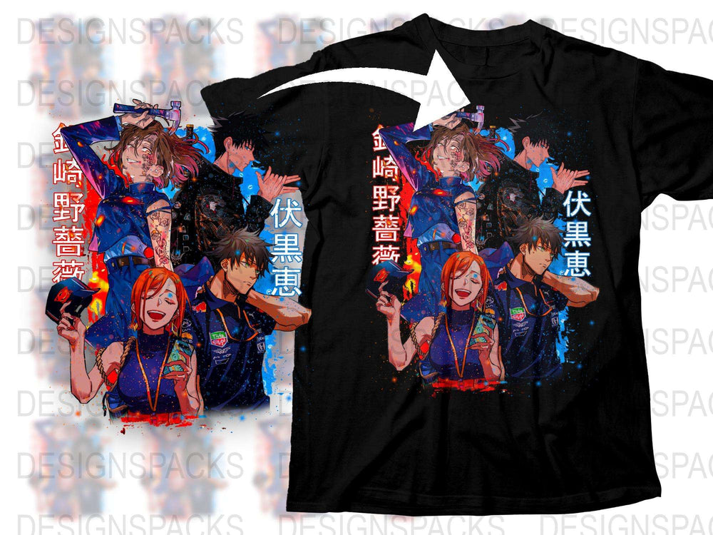 Anime Graphic T-Shirt, Colorful Manga Character Print, Unisex Casual Tee, Vibrant Pop Culture Apparel