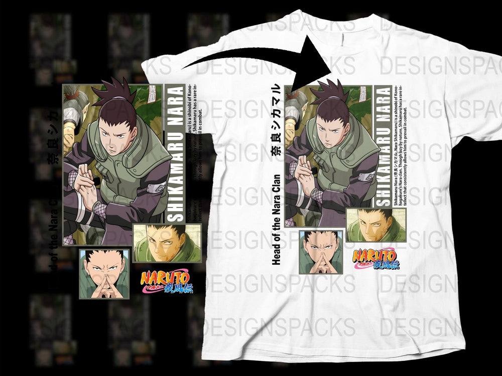 Naruto Shikamaru Nara Anime Graphic T-Shirt, Manga Character Tee, Men's Fashion Shirt