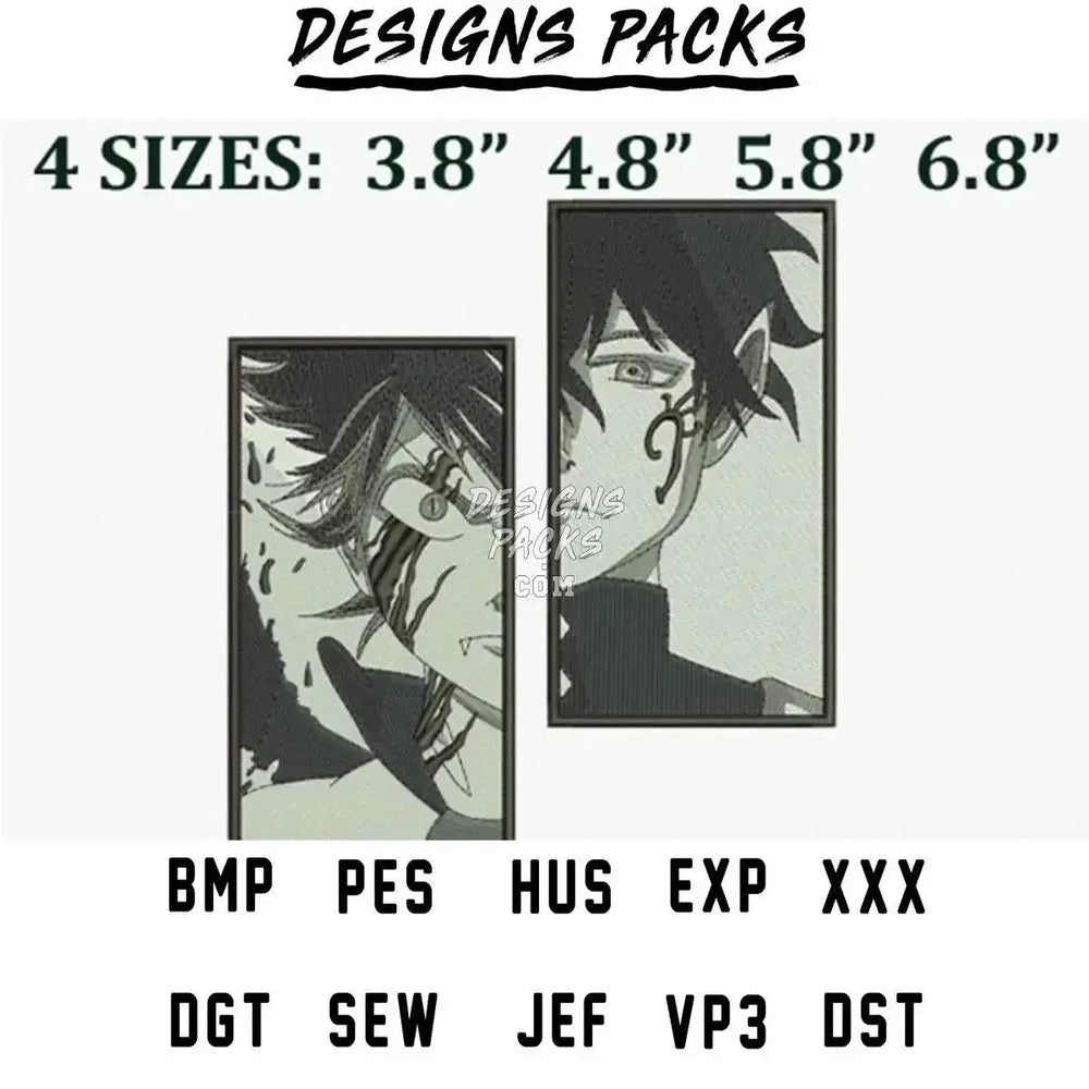 Asta Yuno Anime Embroidery Design