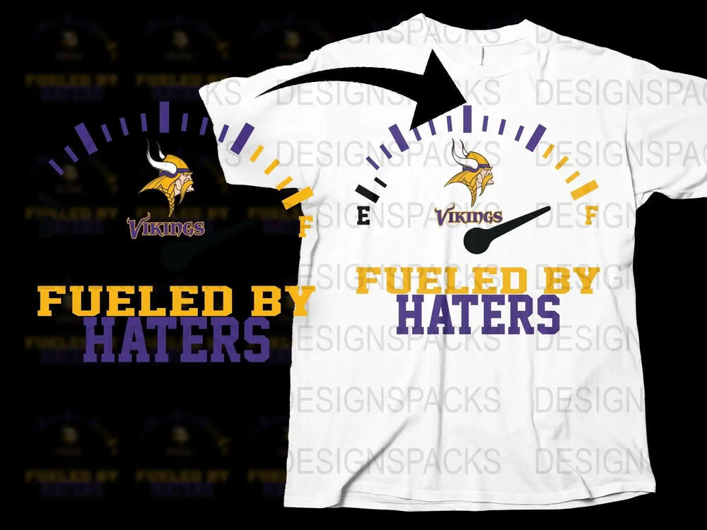 Viking Inspired T-Shirt Fueled by Haters Graphic Tee Purple and White Sports Fan Apparel