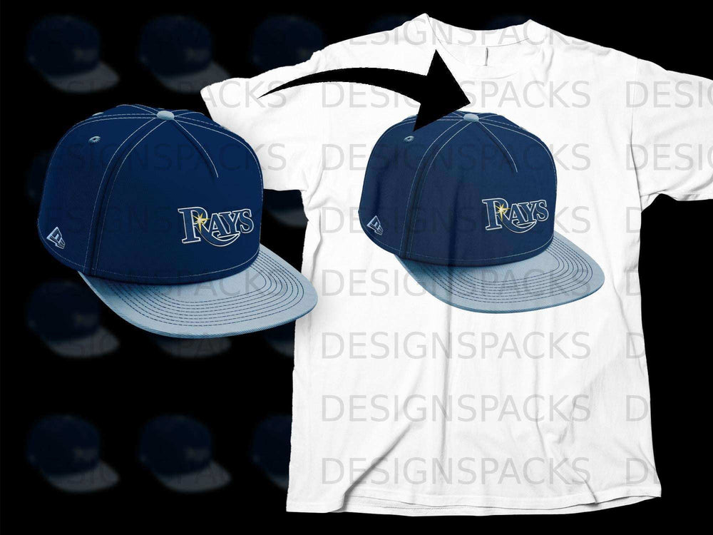 Tampa Bay Rays Embroidered Hat on White Shirt Design