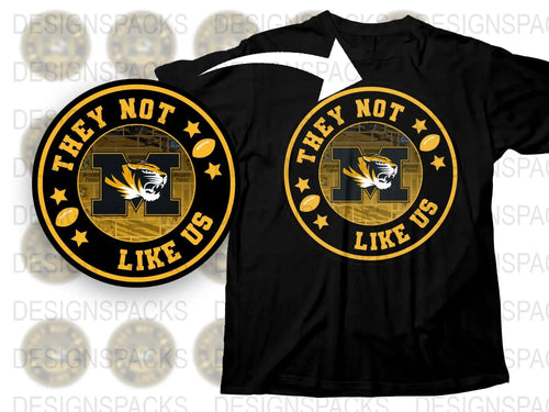 They Not Like Us T-Shirt, Bold Statement Graphic Tee, Eagle and Stars Design, Black and Gold Shirt