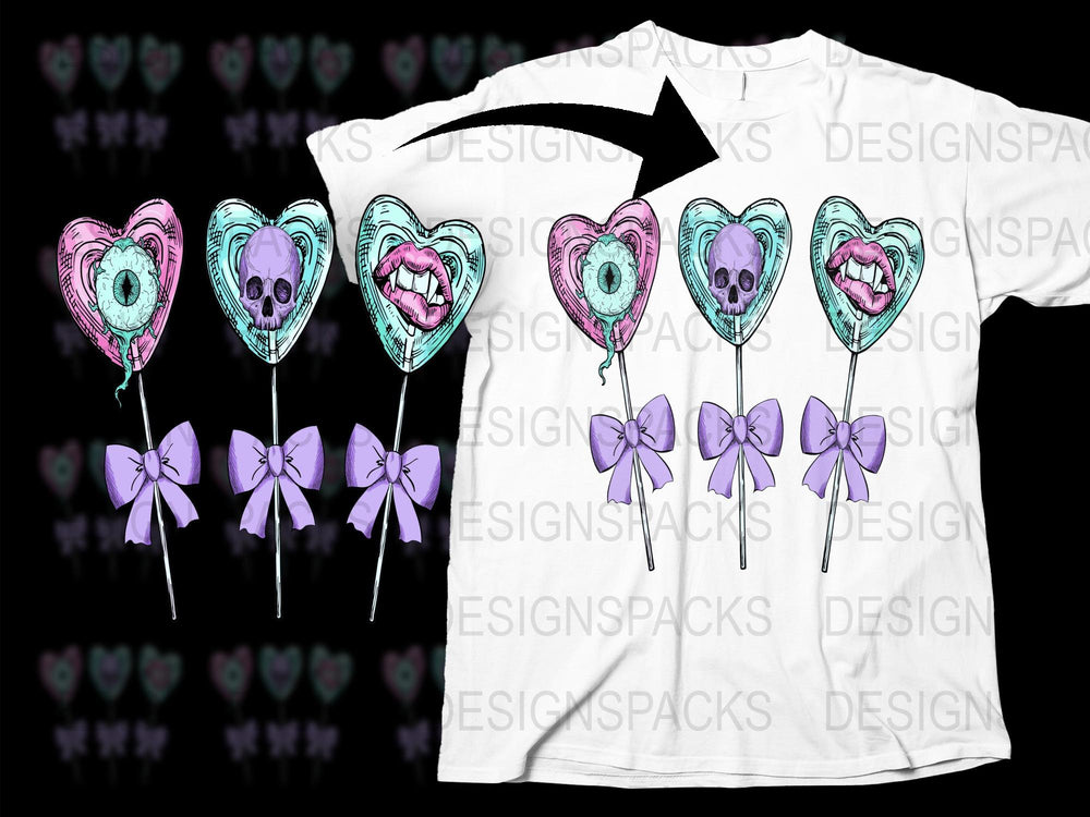 Gothic Heart Balloon and Purple Bow Graphic T-Shirt, Trendy Emo Style Tee, Unique Unisex Fashion Top