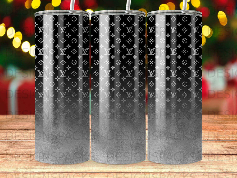 Black Gray Gradient Monogram Pattern Tumbler product type
