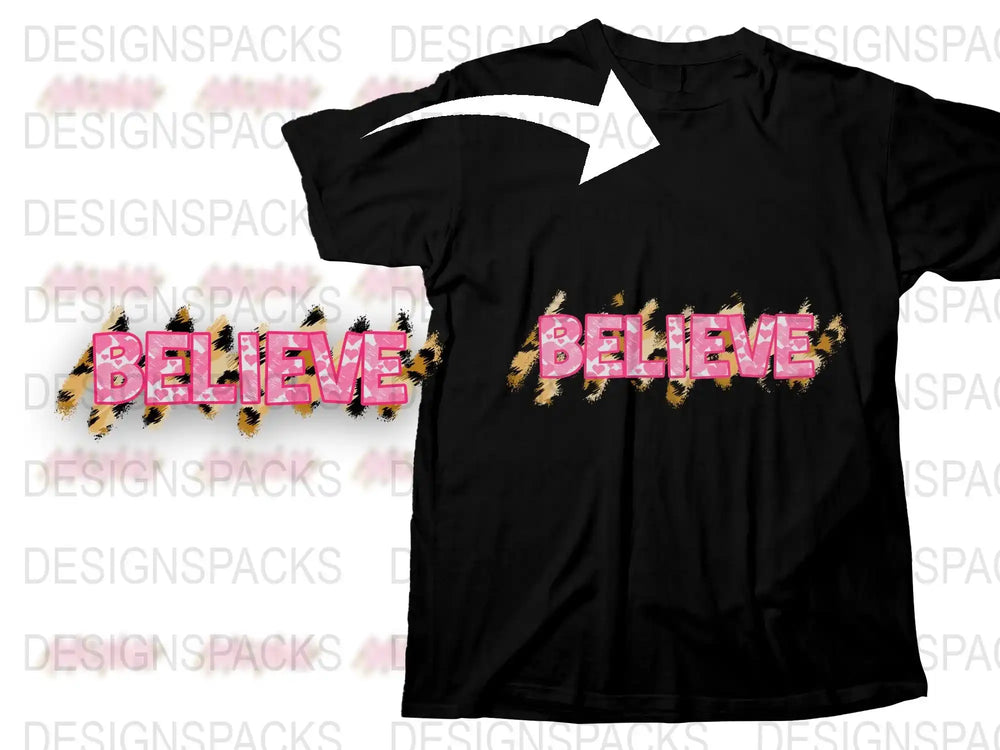 Believe Graphic T-Shirt, Inspirational Floral Text Design, Women's Fashion Tee, Casual Black Shirt